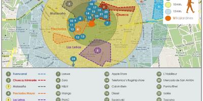 Bản đồ của Madrid mua sắm