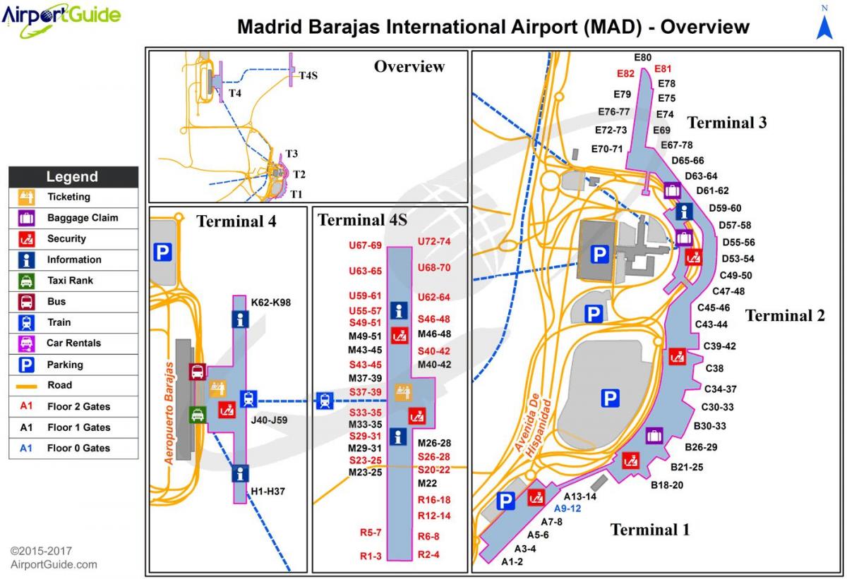 bản đồ của Madrid, Tây ban nha sân bay