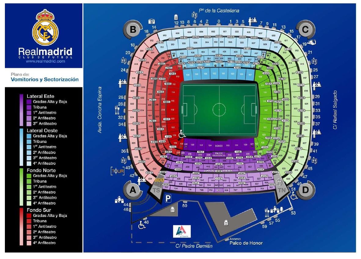 santiago bernabeu sân vận động bản đồ