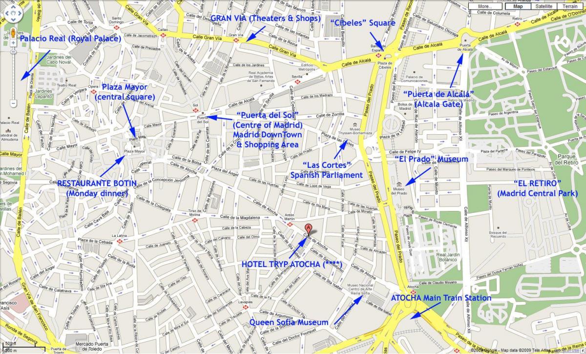 bản đồ của trung tâm Madrid, Tây ban nha