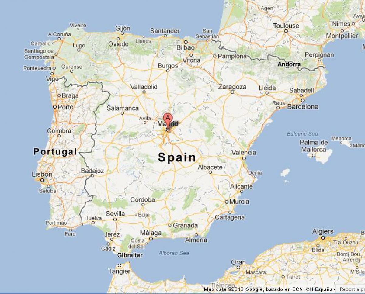 - Madrid, Tây ban nha bản đồ thế giới