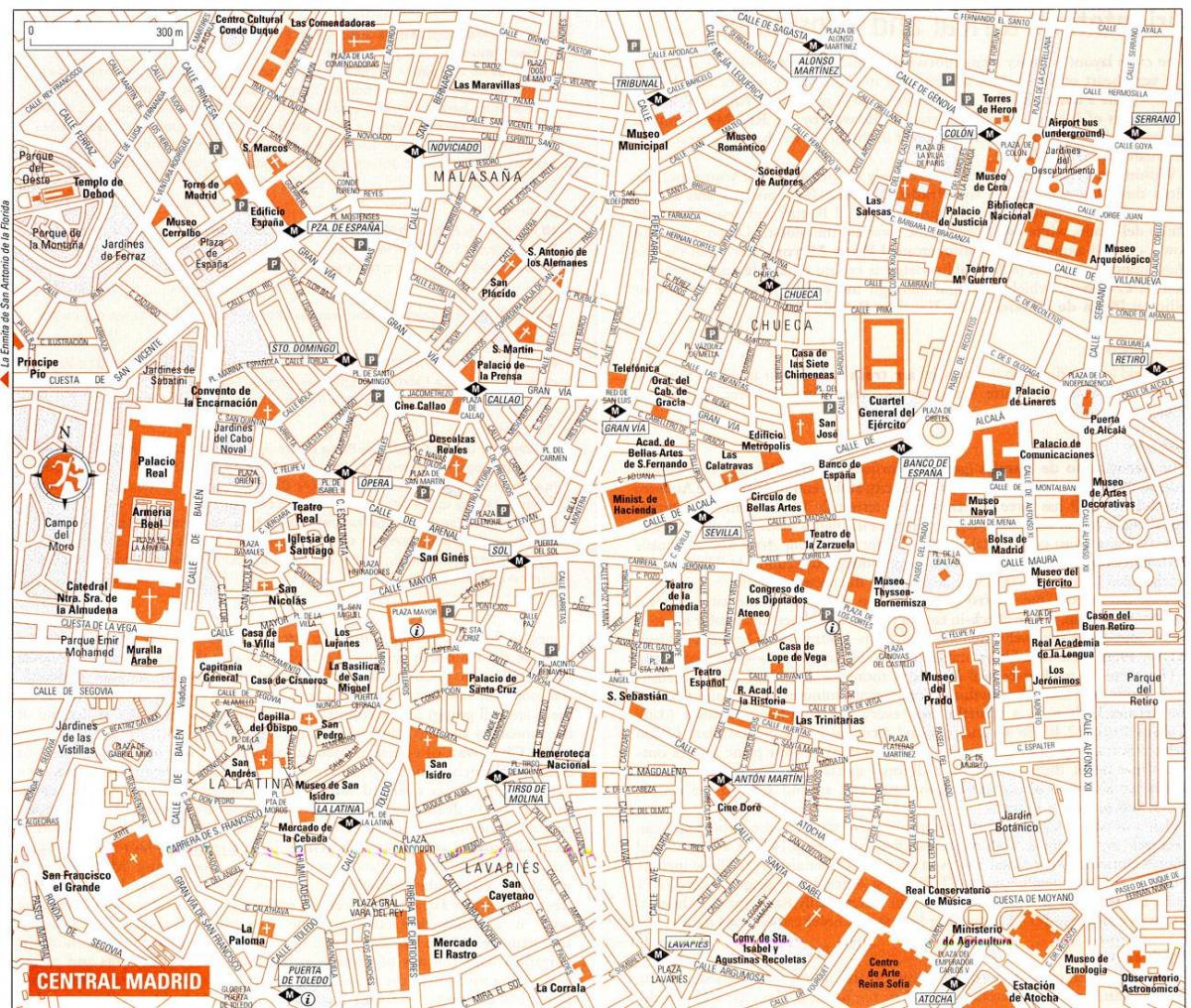 bản đồ du lịch của trung tâm Madrid