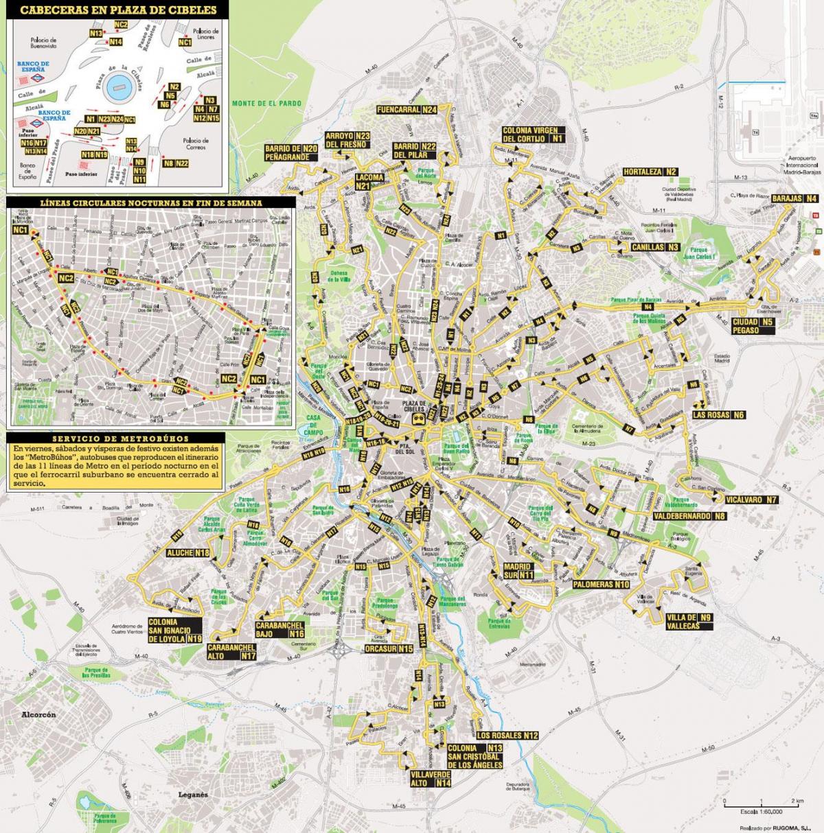 tuyến xe buýt Madrid bản đồ