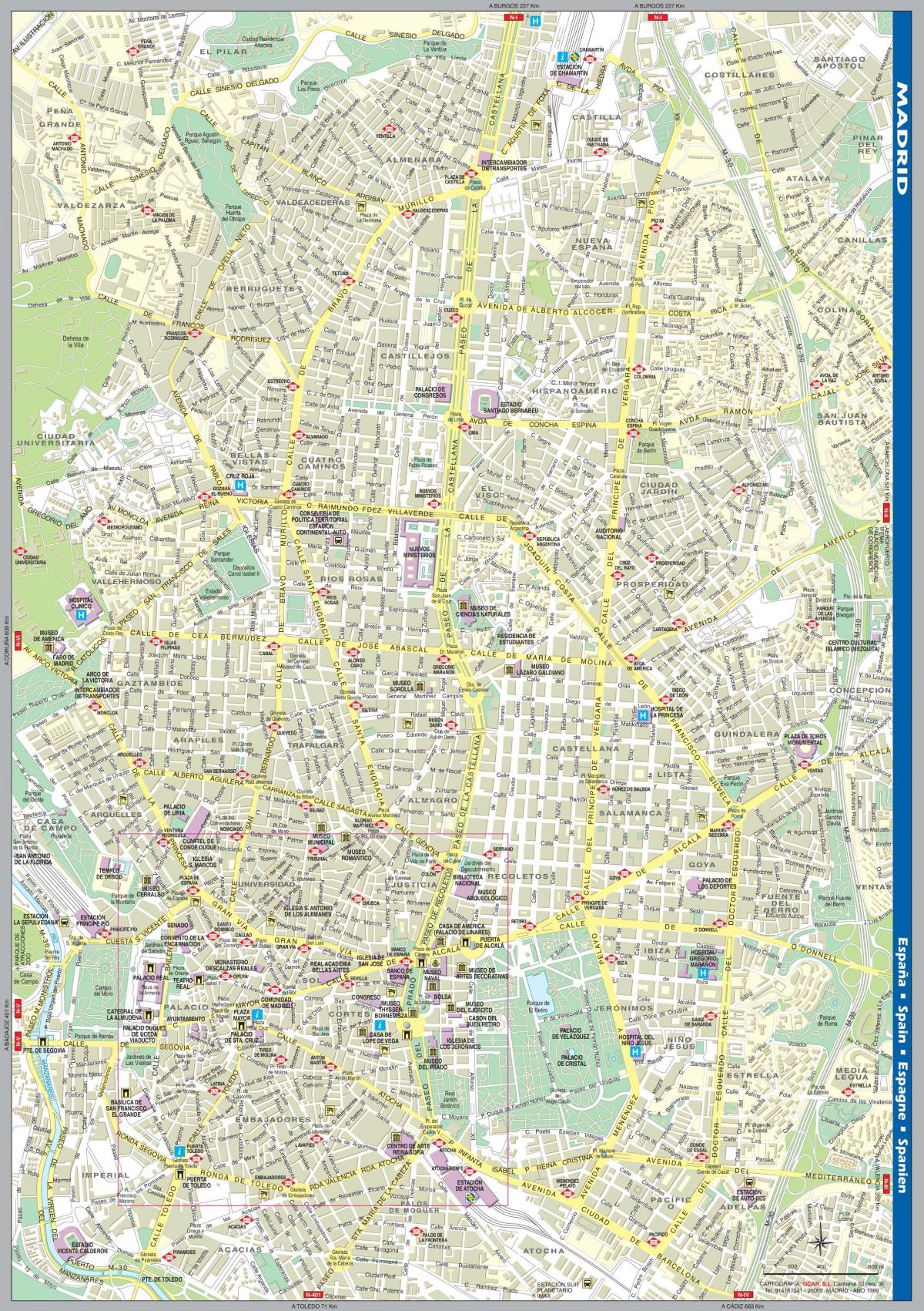 bản đồ đường phố Madrid trung tâm thành phố