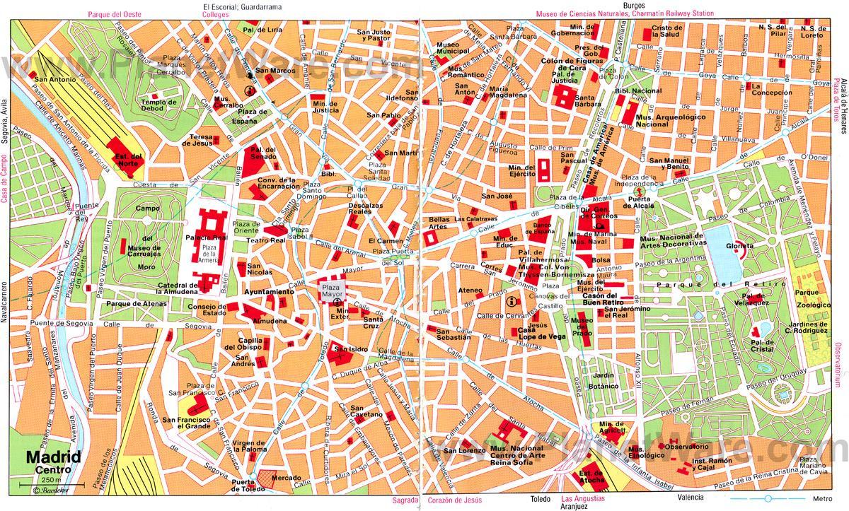 - Madrid, Tây ban nha trung tâm thành phố, bản đồ